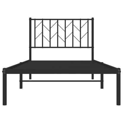 Bettgestell mit Kopfteil Metall Schwarz 90x200 cm