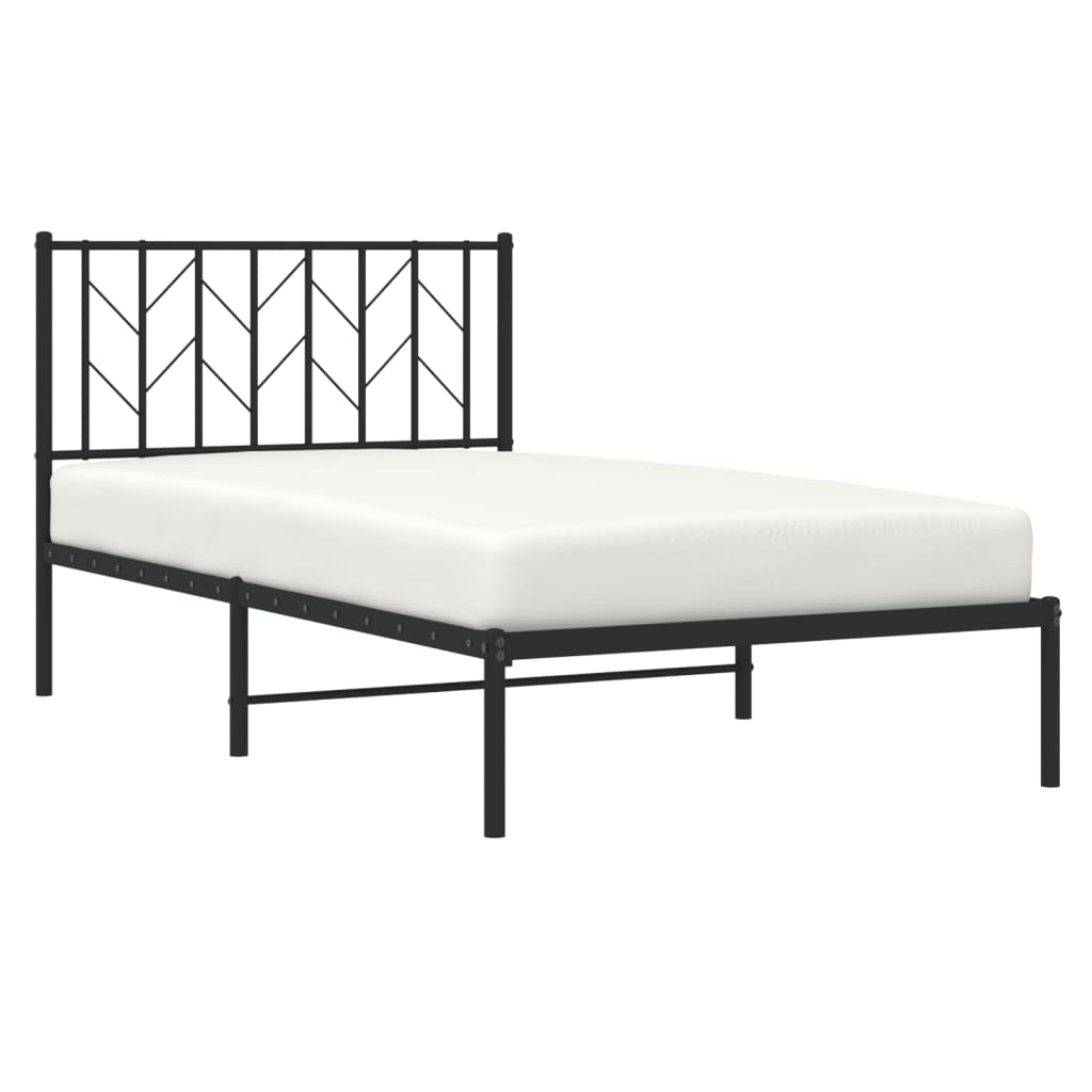 Bed frame with headboard metal black 100x190 cm