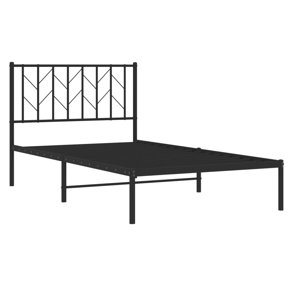 Bed frame with headboard metal black 100x190 cm