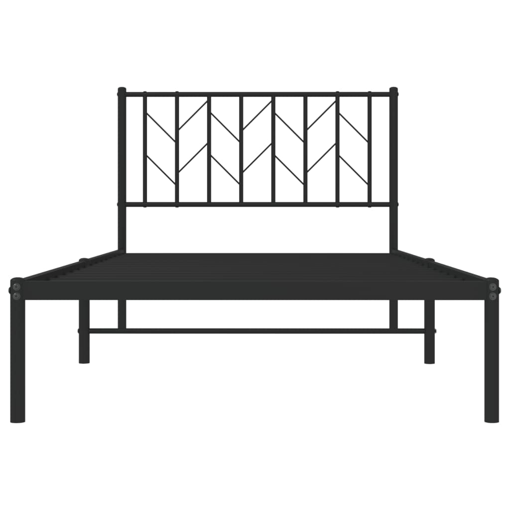 Bed frame with headboard metal black 100x190 cm