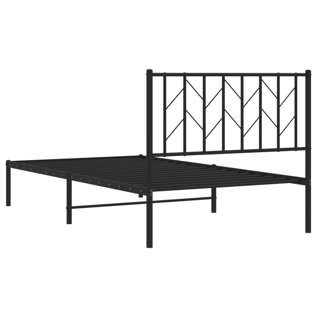 Bed frame with headboard metal black 100x190 cm