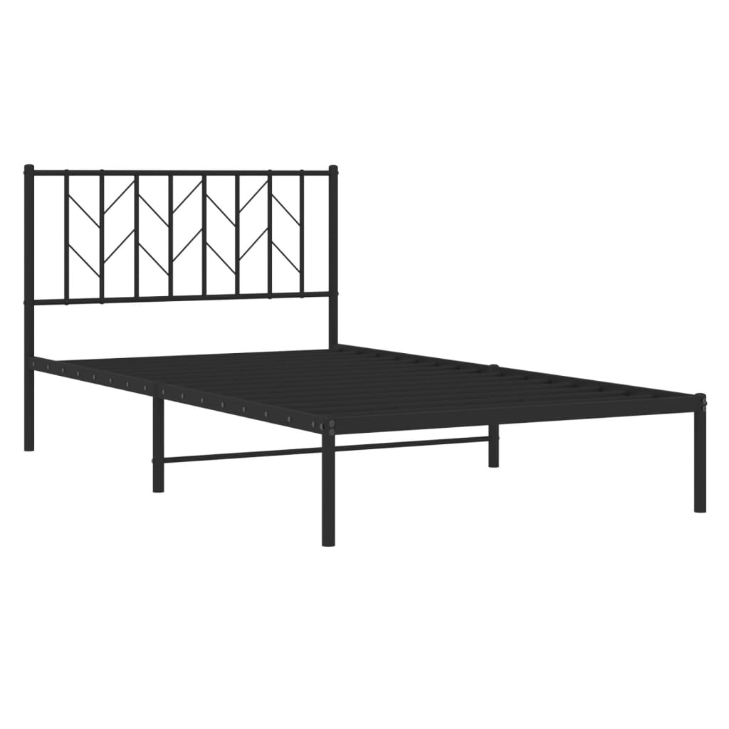 Bed frame with headboard metal black 107x203 cm