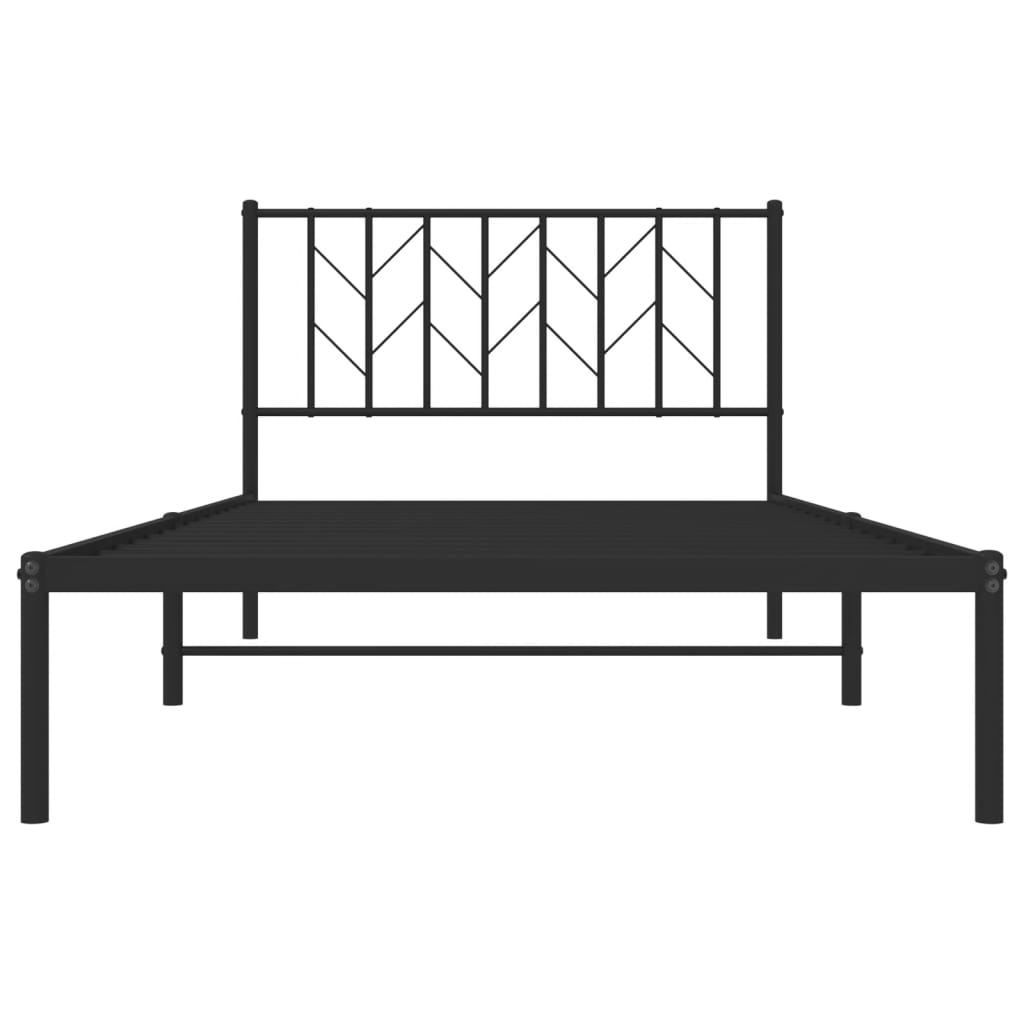 Bed frame with headboard metal black 107x203 cm