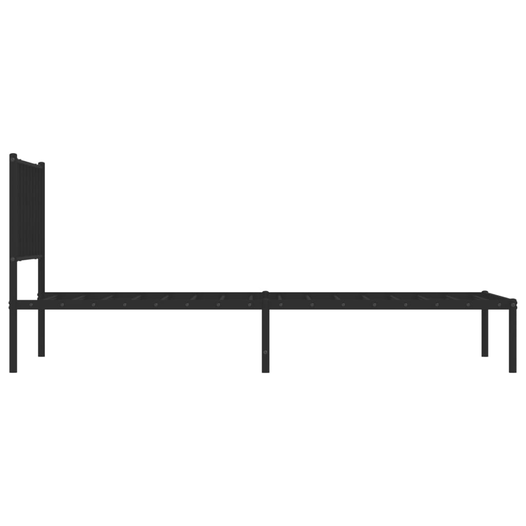 Bed frame with headboard metal black 107x203 cm