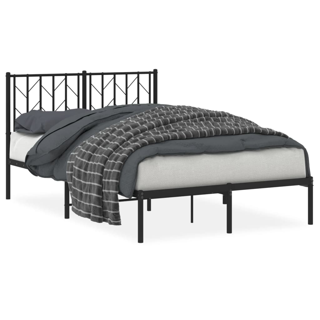 Bed frame with headboard metal black 120x190 cm