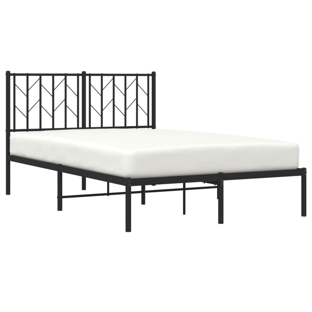 Bed frame with headboard metal black 120x190 cm