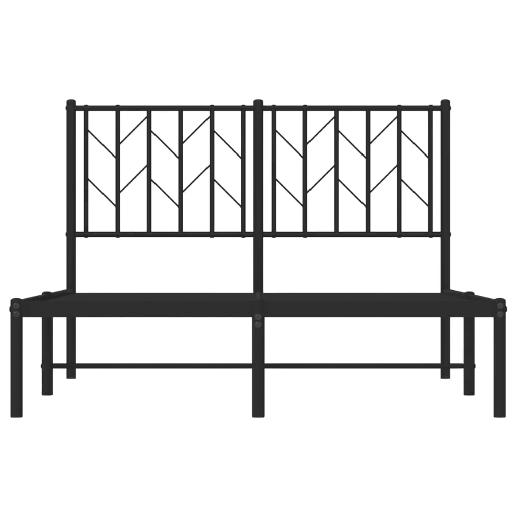 Bed frame with headboard metal black 120x190 cm