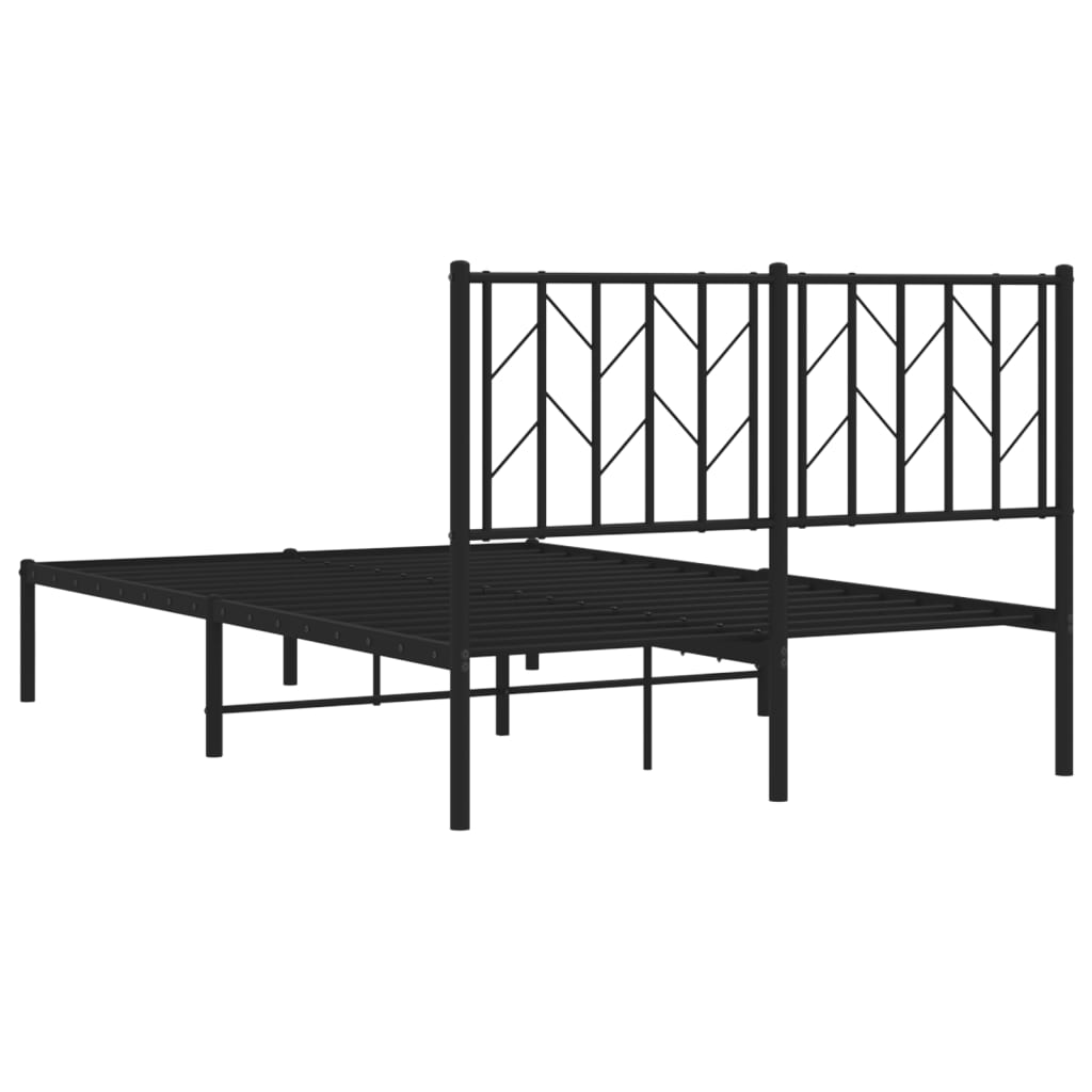 Bed frame with headboard metal black 120x190 cm