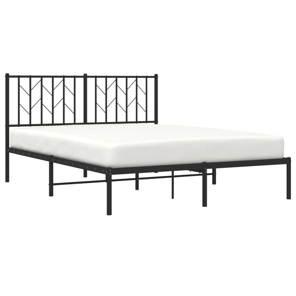 Bed frame with headboard metal black 140x200 cm