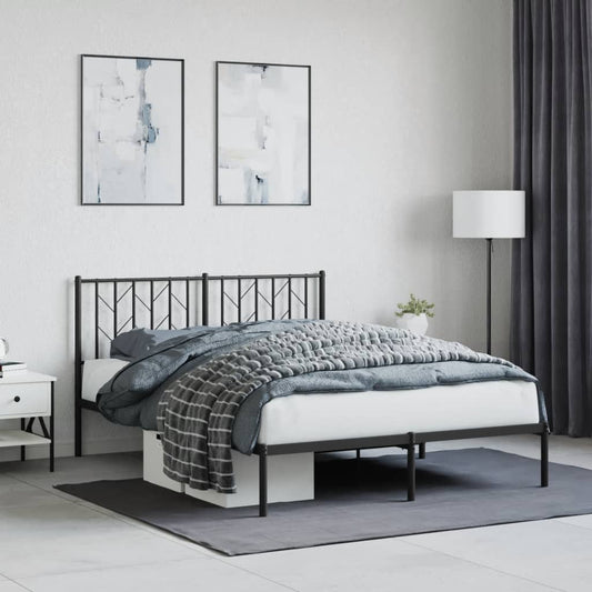 Bed frame with headboard metal black 140x200 cm