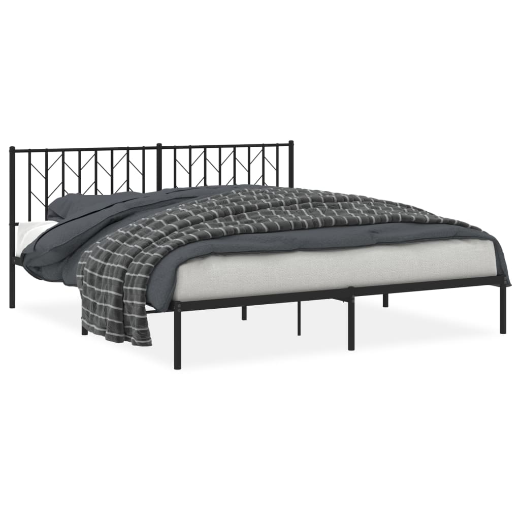 Bed frame with headboard metal black 183x213 cm