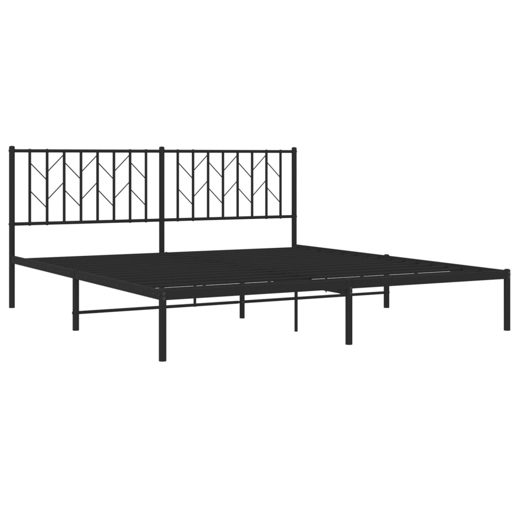 Bed frame with headboard metal black 183x213 cm