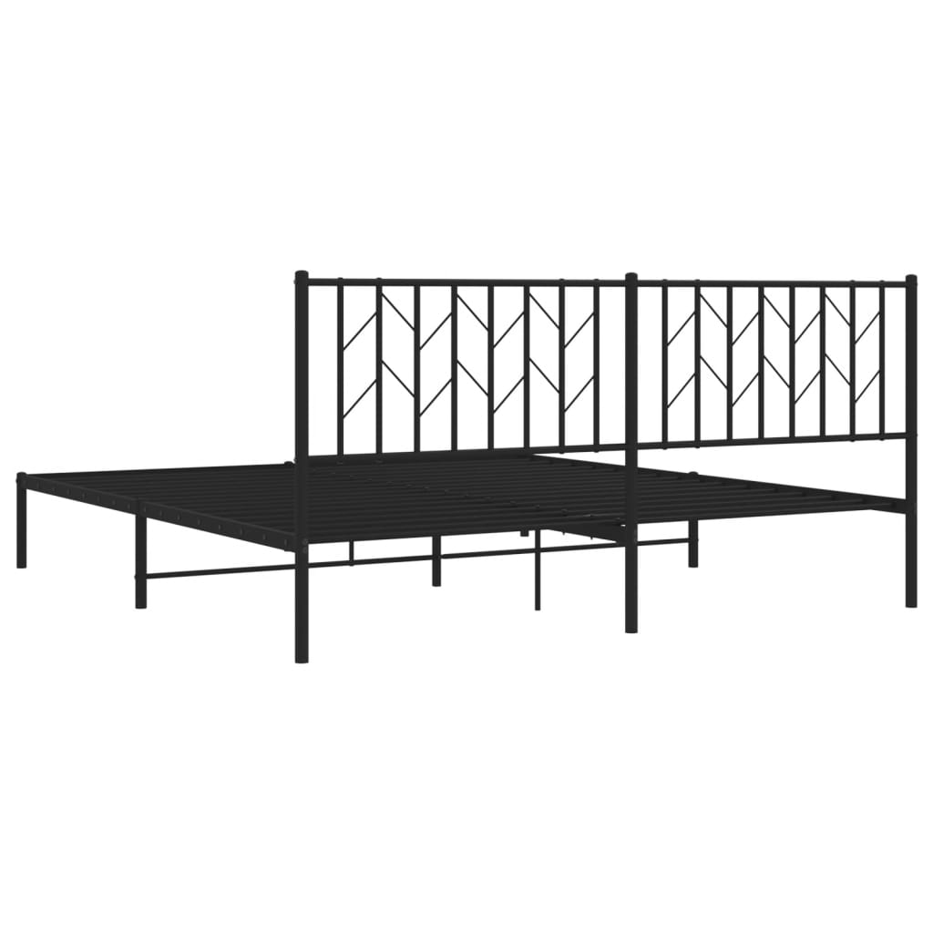 Bed frame with headboard metal black 183x213 cm