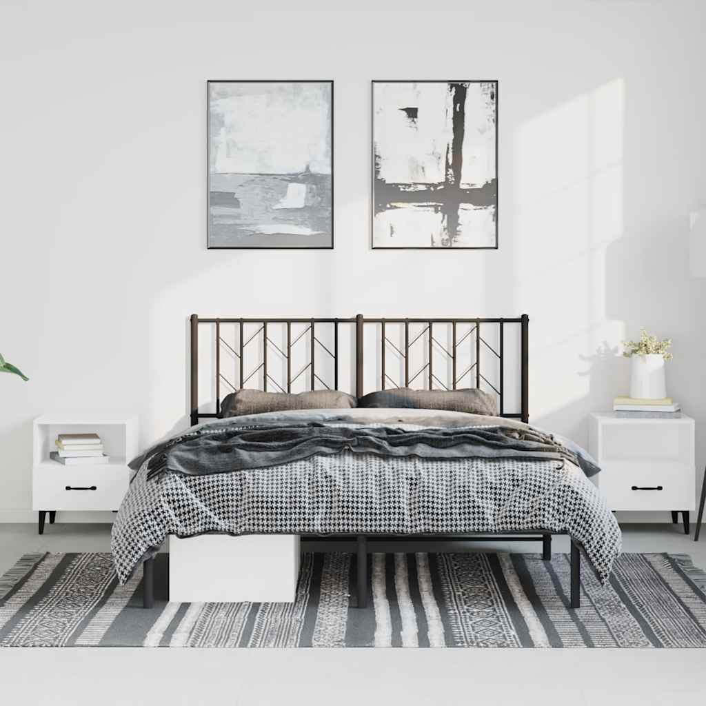 Bed frame with headboard metal black 193x203 cm