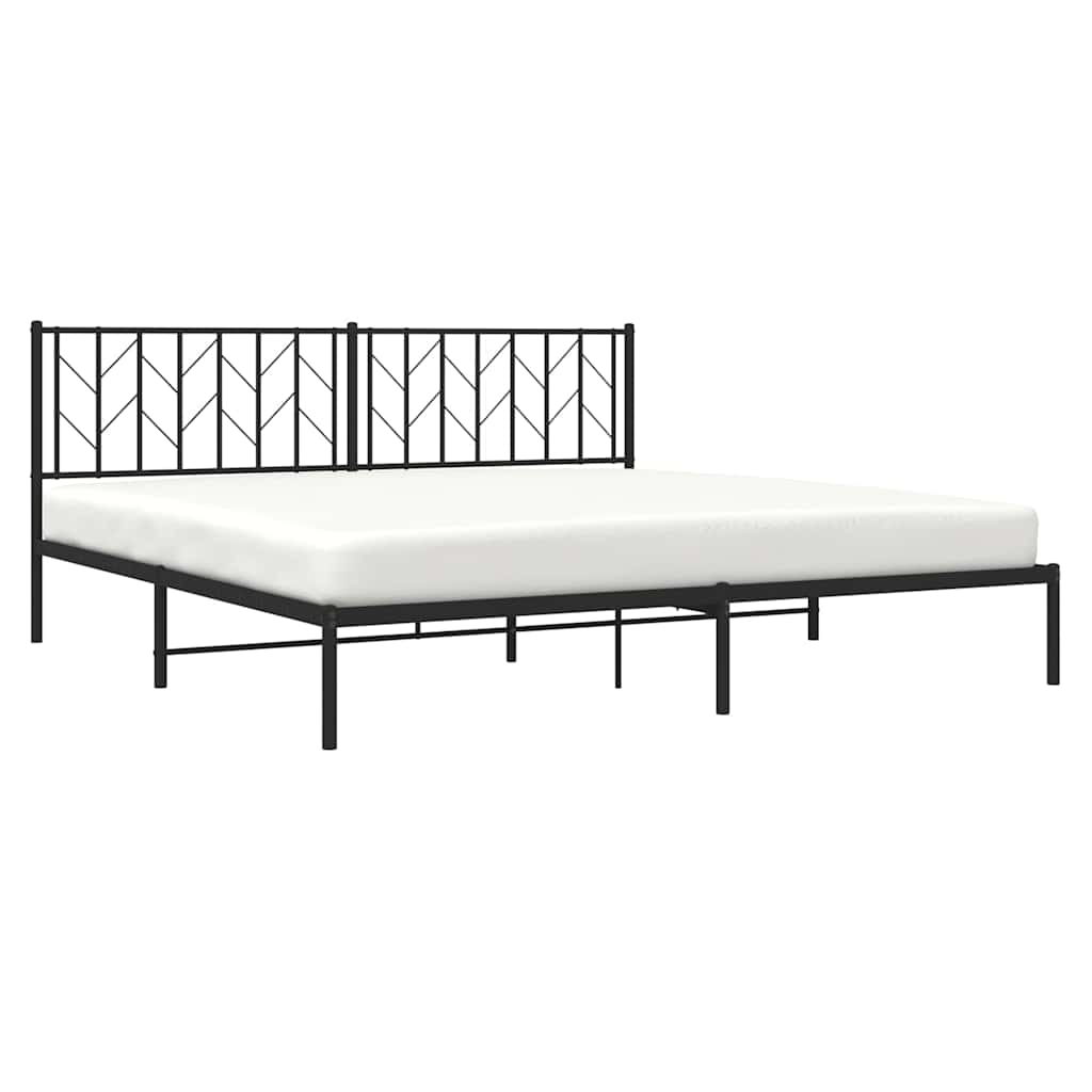 Bed frame with headboard metal black 193x203 cm