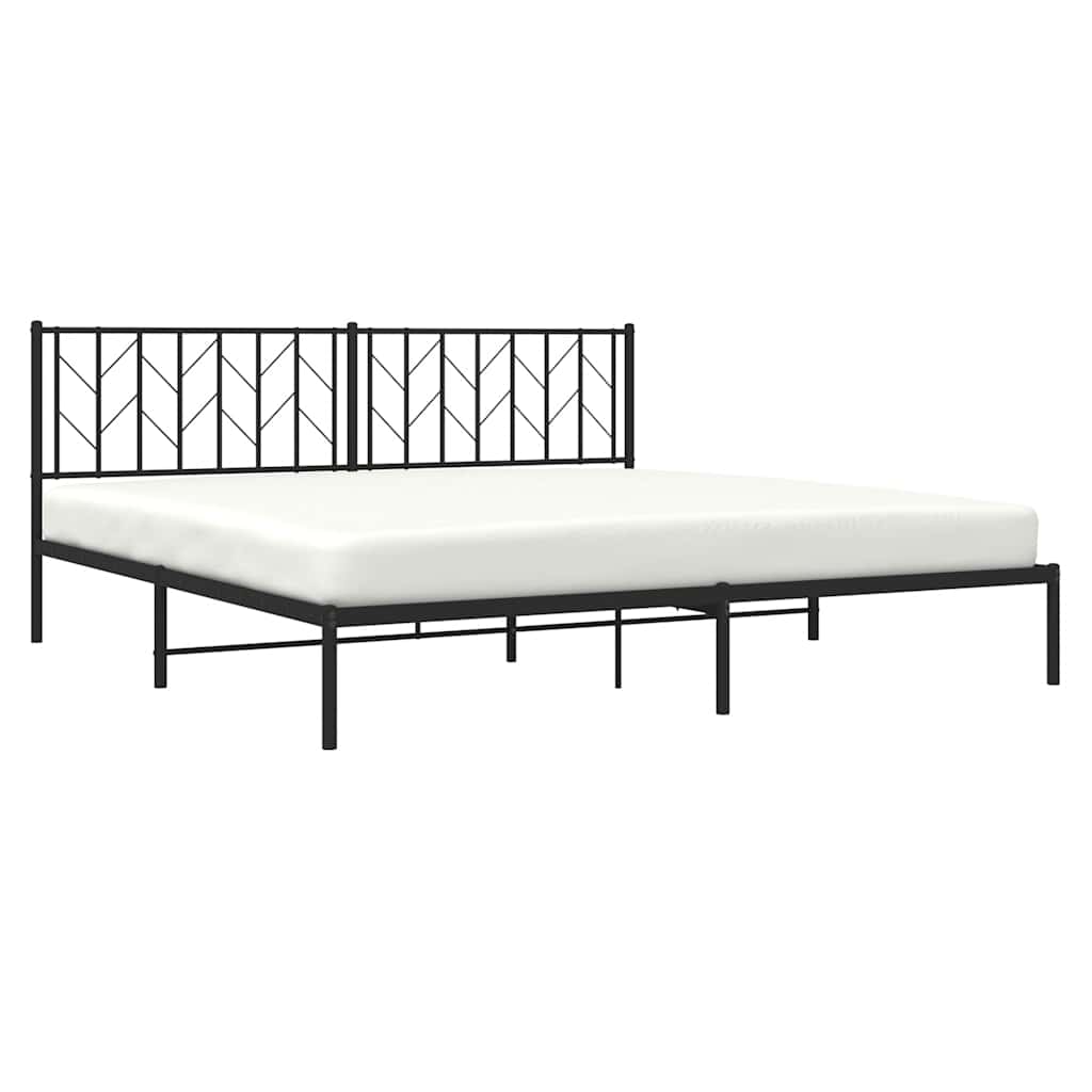 Bed frame with headboard metal black 193x203 cm