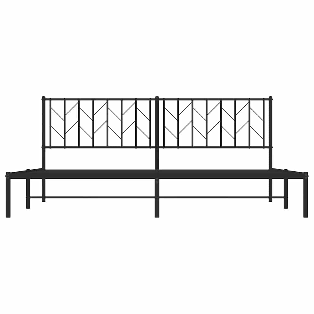 Bed frame with headboard metal black 193x203 cm