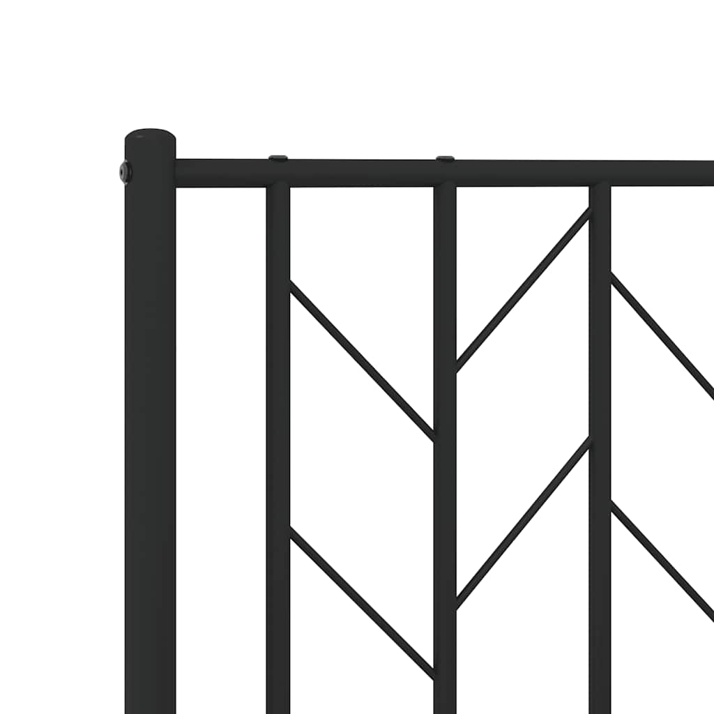 Bed frame with headboard metal black 193x203 cm