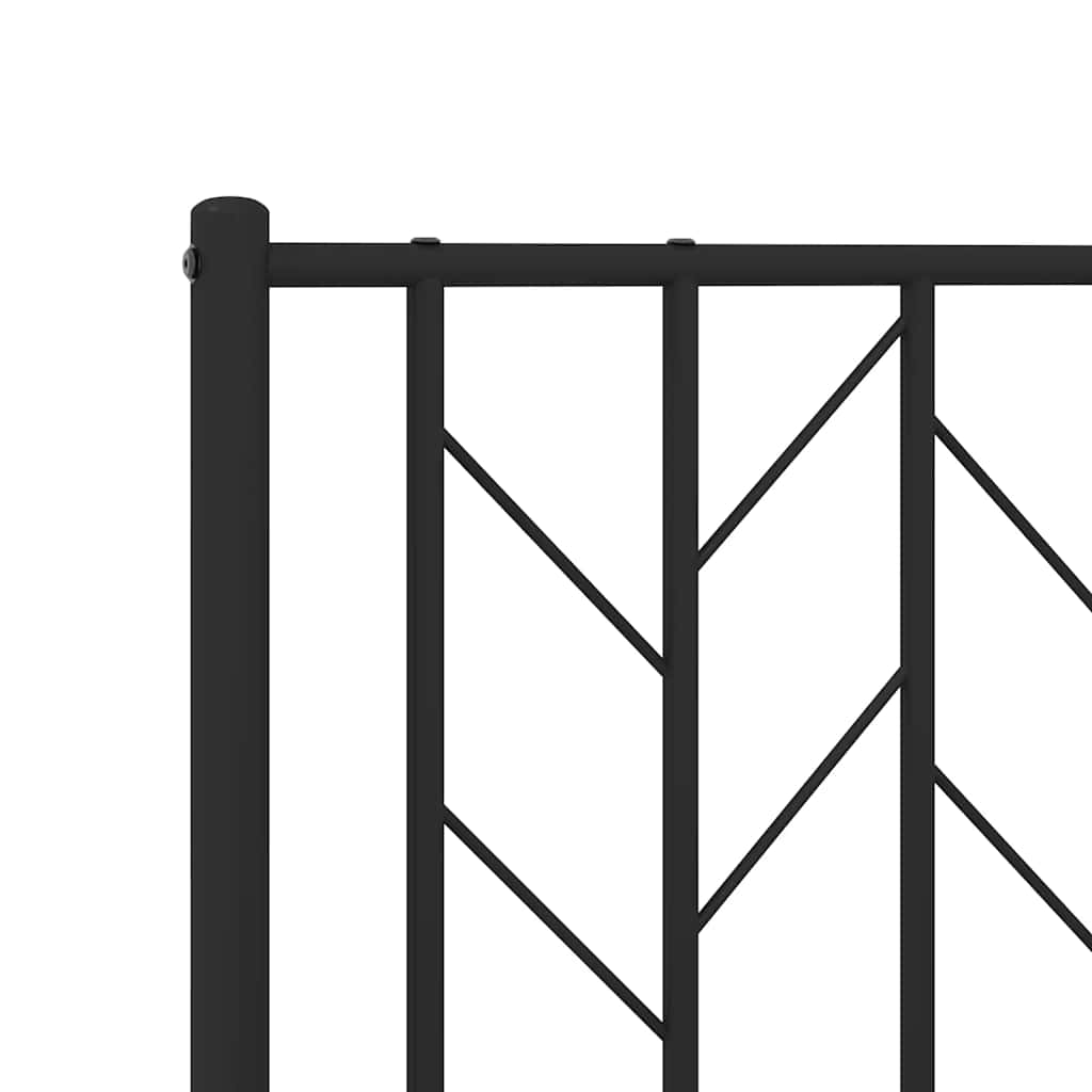 Bed frame with headboard metal black 193x203 cm