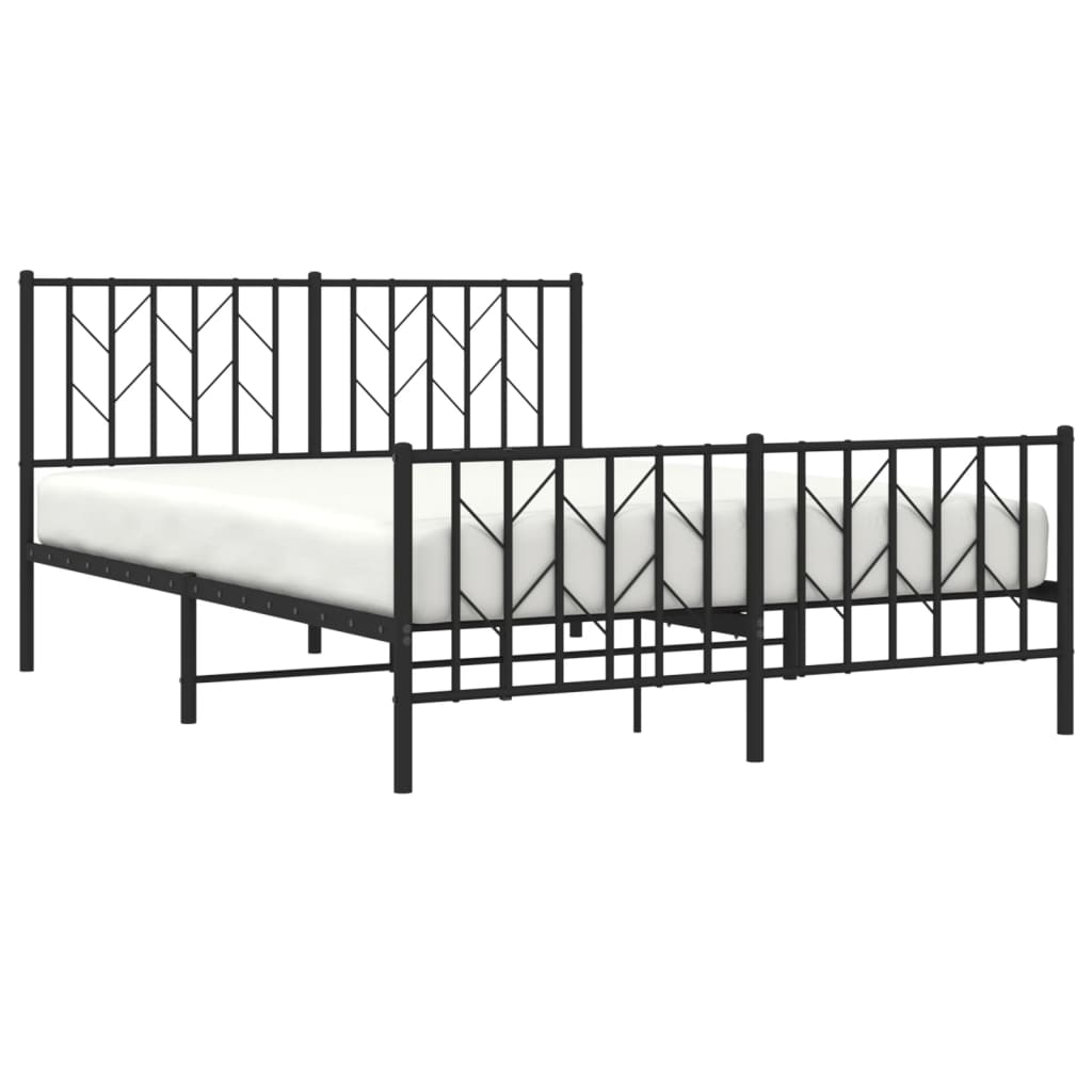Bed frame with head and footboard metal black 135x190 cm