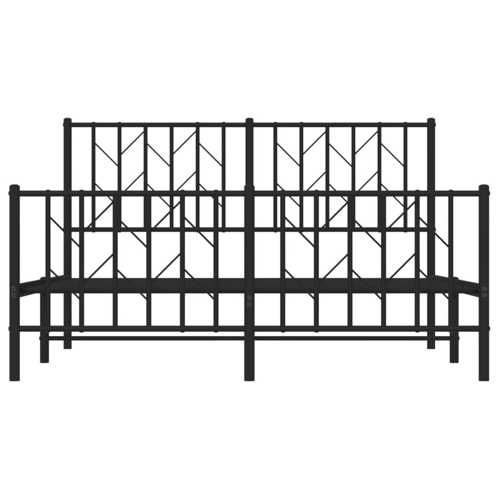 Bed frame with head and footboard metal black 135x190 cm