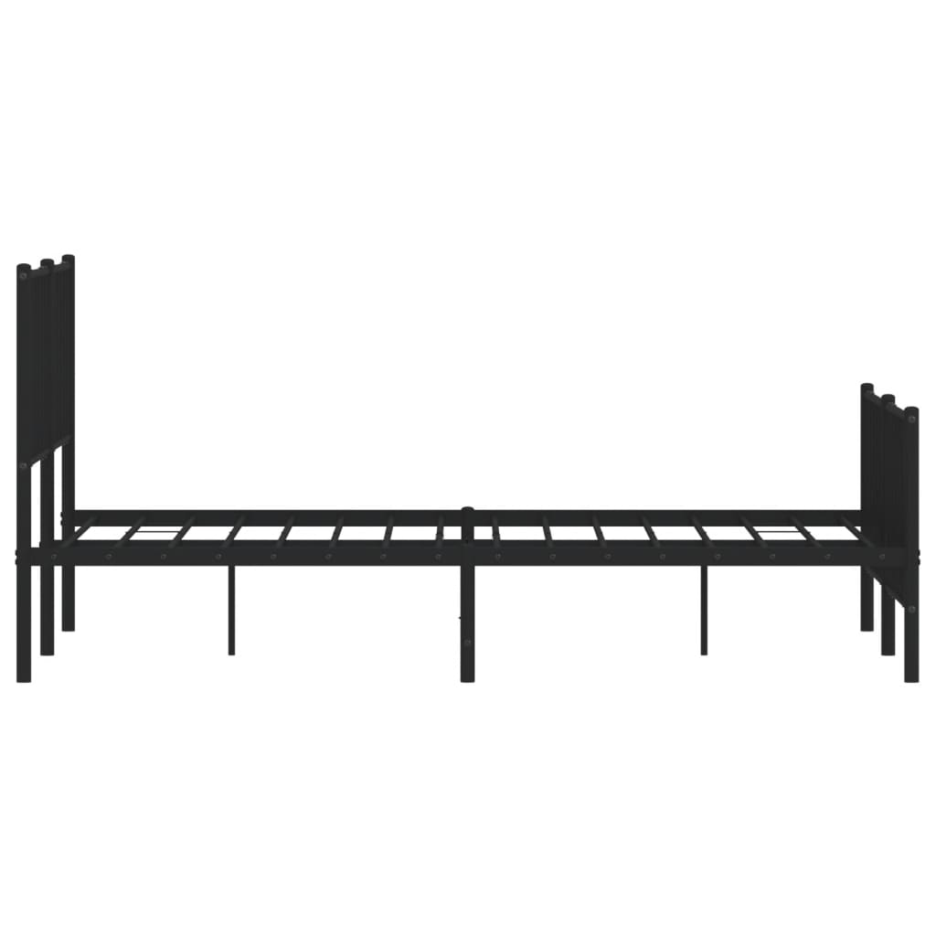 Bed frame with head and footboard metal black 135x190 cm