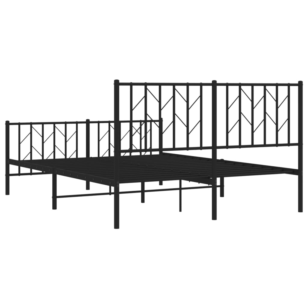 Bed frame with head and footboard metal black 135x190 cm