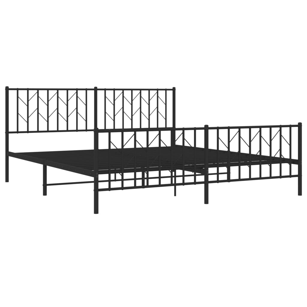 Bed frame with head and footboard metal black 183x213 cm