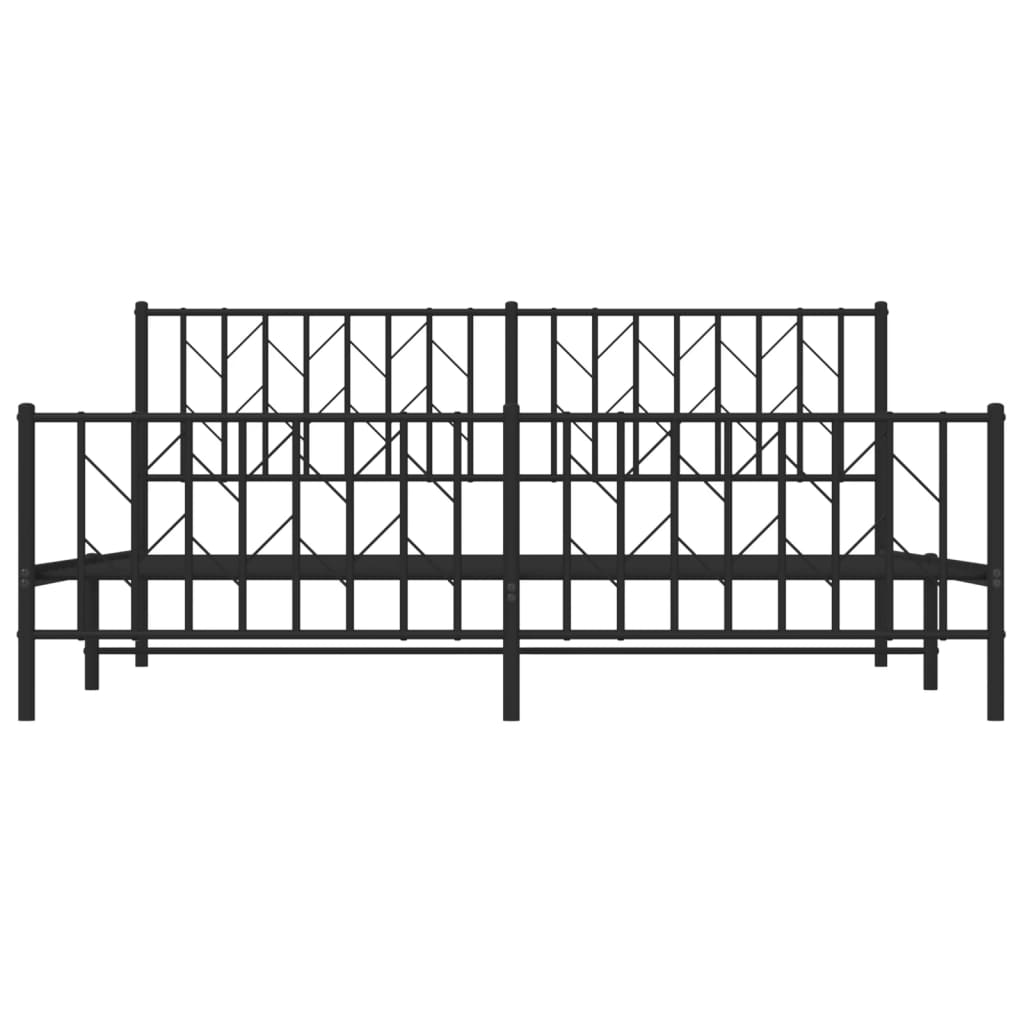 Bed frame with head and footboard metal black 183x213 cm