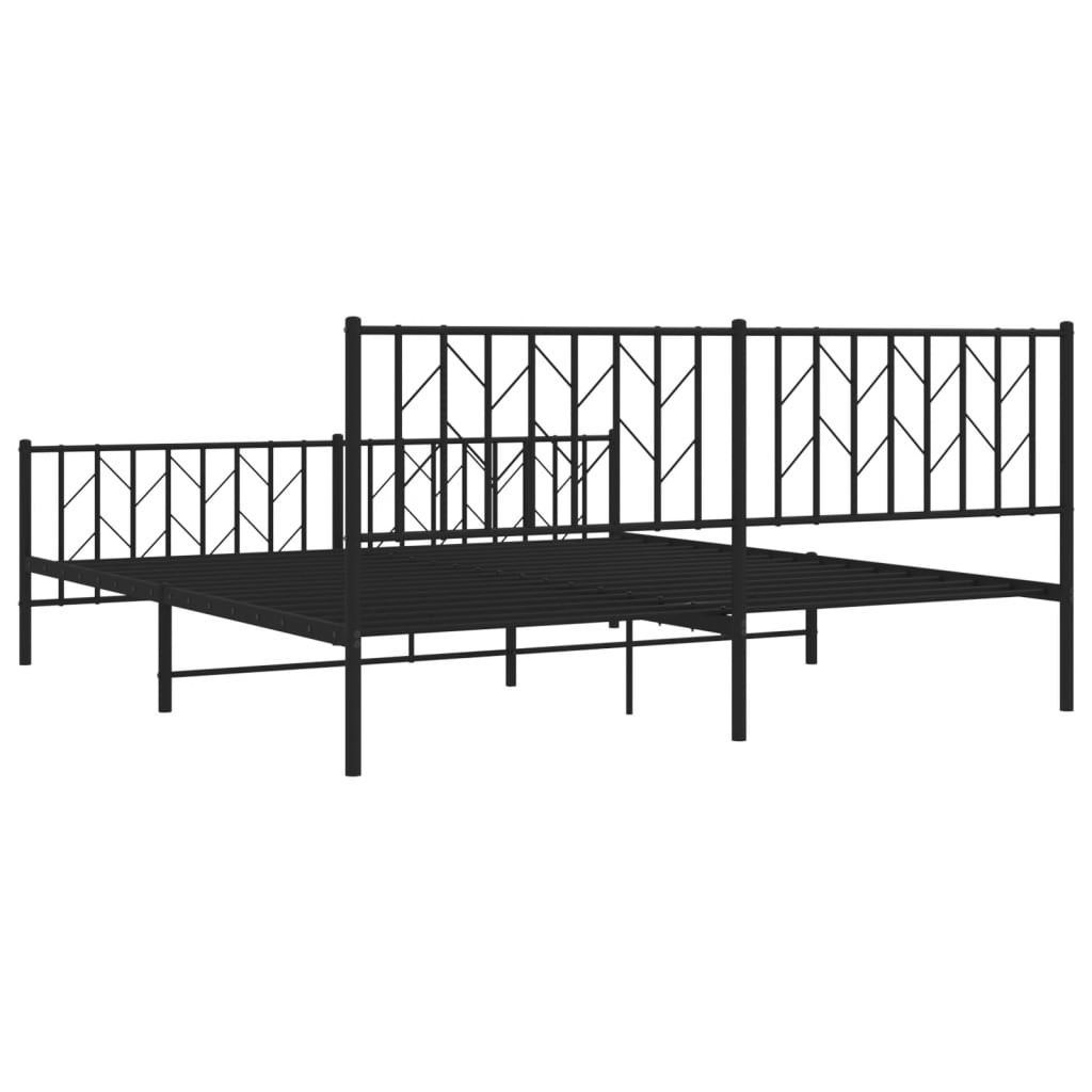 Bed frame with head and footboard metal black 183x213 cm