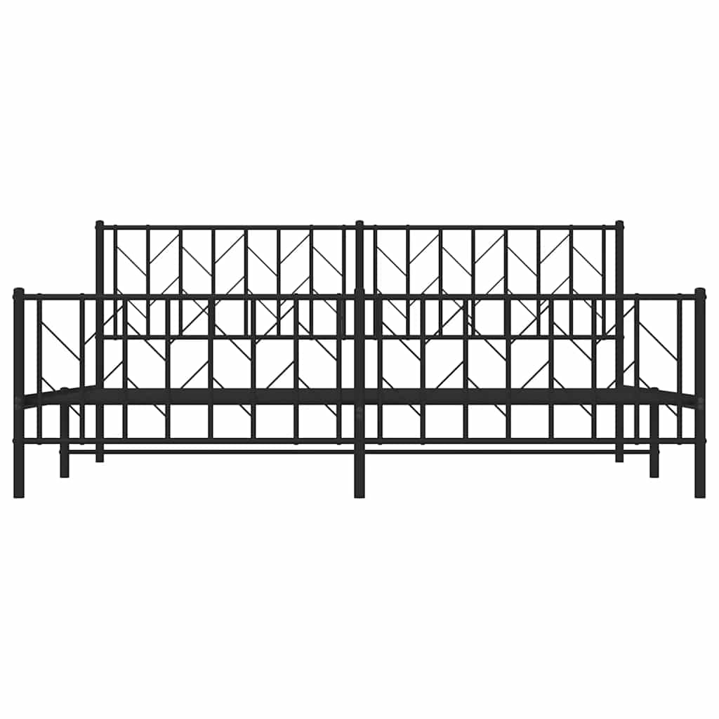 Bed frame with head and footboard metal black 193x203 cm