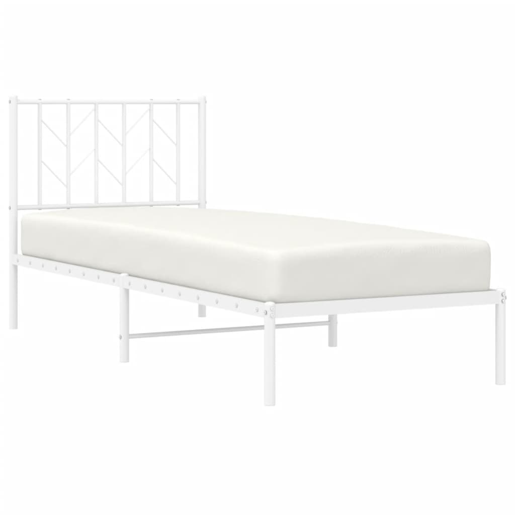 Bed frame with headboard metal white 80x200 cm