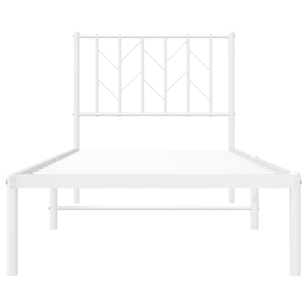 Bed frame with headboard metal white 80x200 cm
