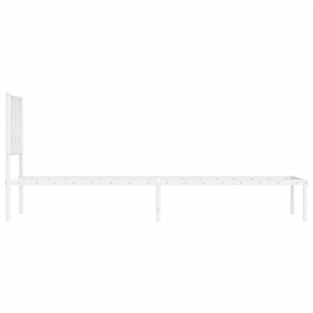 Bed frame with headboard metal white 80x200 cm