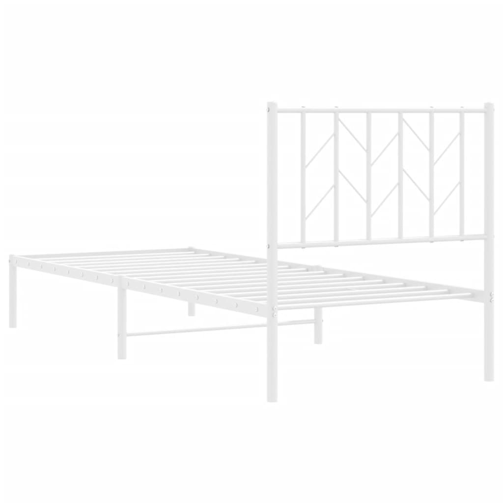 Bed frame with headboard metal white 80x200 cm