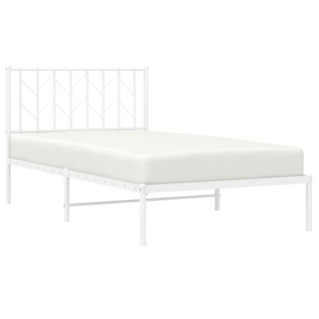 Bed frame with headboard metal white 100x190 cm