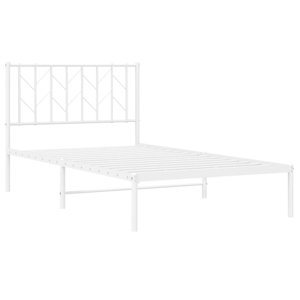 Bed frame with headboard metal white 100x190 cm
