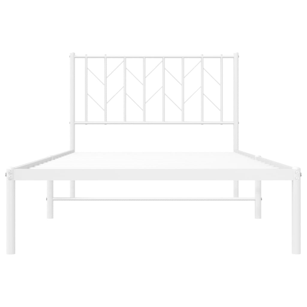 Bed frame with headboard metal white 100x190 cm