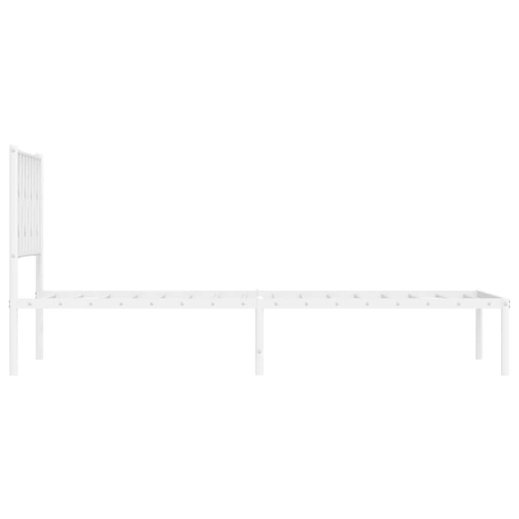 Bed frame with headboard metal white 100x190 cm