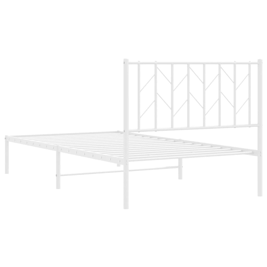 Bed frame with headboard metal white 100x190 cm