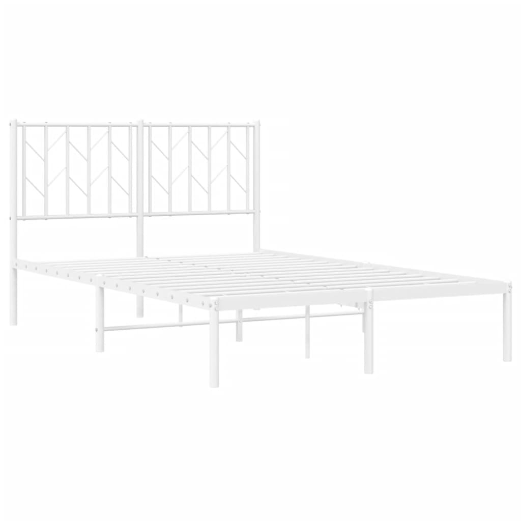 Bed frame with headboard metal white 120x200 cm