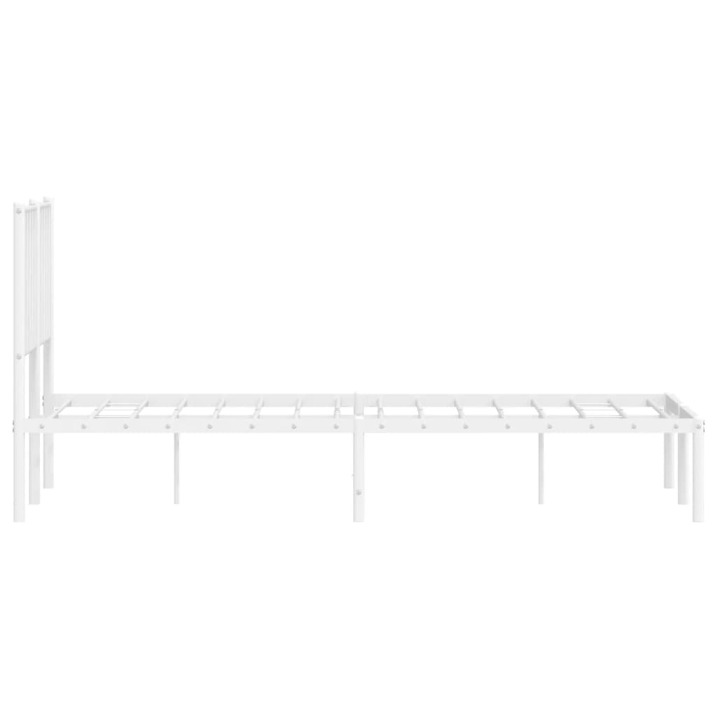 Bed frame with headboard metal white 120x200 cm