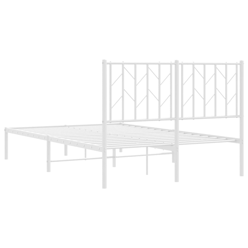 Bed frame with headboard metal white 120x200 cm
