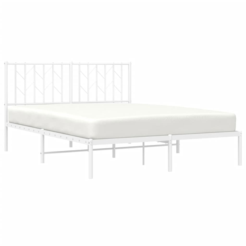 Bed frame with headboard metal white 135x190 cm