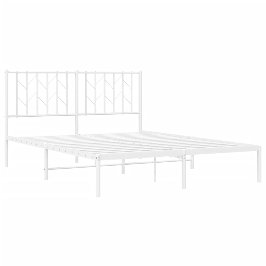 Bed frame with headboard metal white 135x190 cm