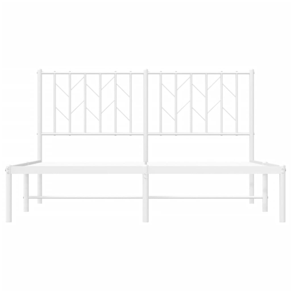 Bed frame with headboard metal white 135x190 cm