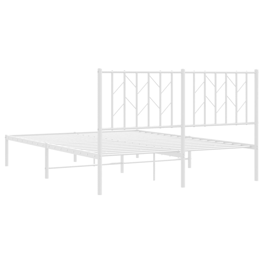 Bed frame with headboard metal white 135x190 cm