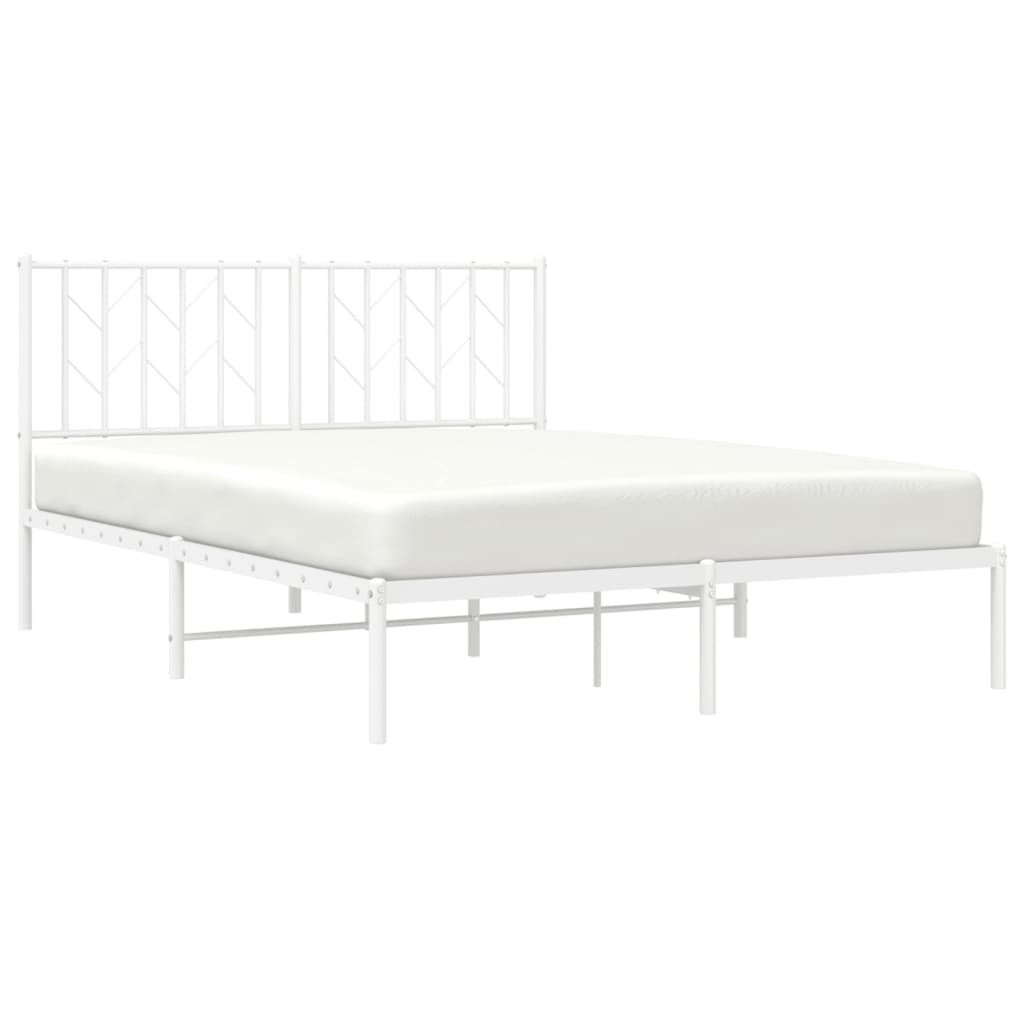 Bed frame with headboard metal white 140x190 cm