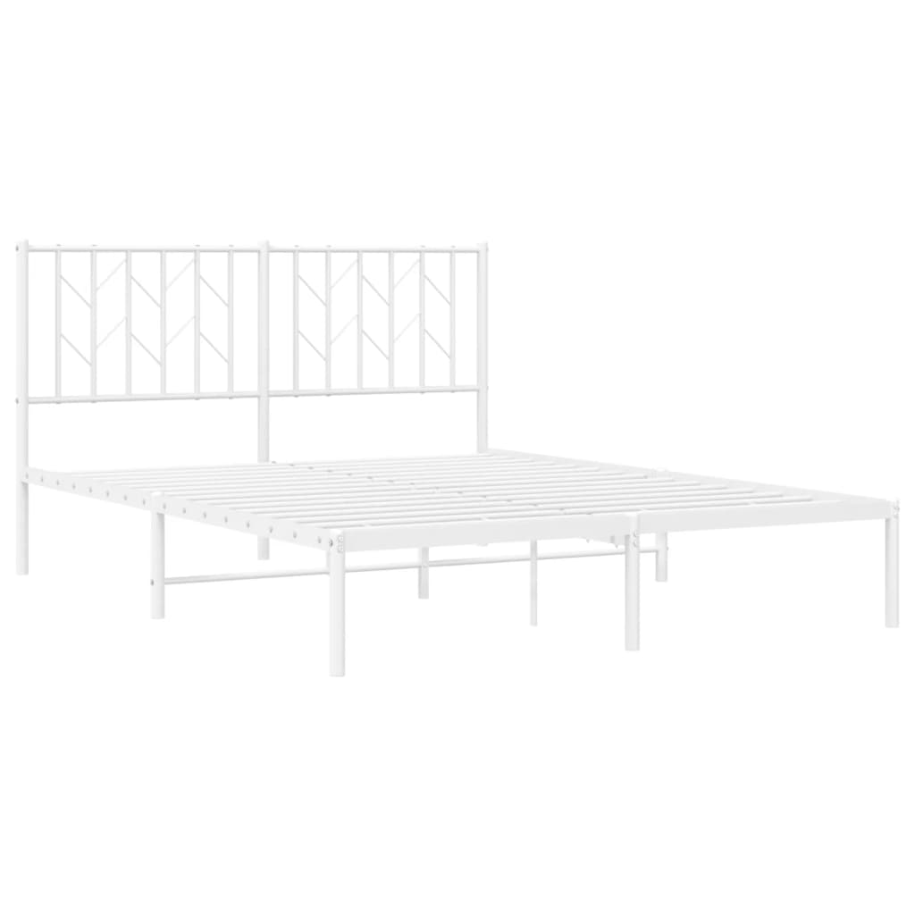 Bed frame with headboard metal white 140x190 cm