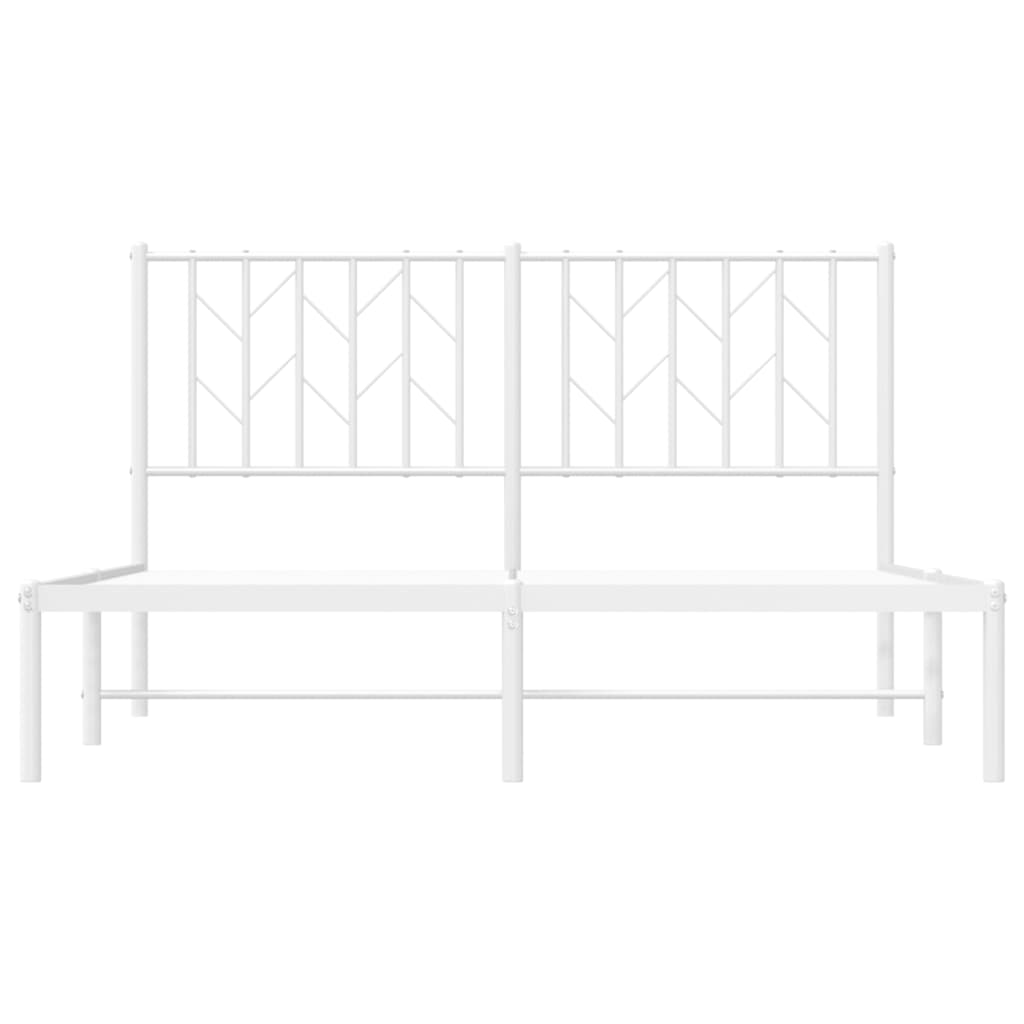 Bed frame with headboard metal white 140x190 cm